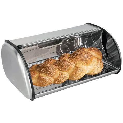 home basics mirror finish stainless steel bread box silver|Home Basics Stainless Steel Bread Box, Kitchen Storage and .